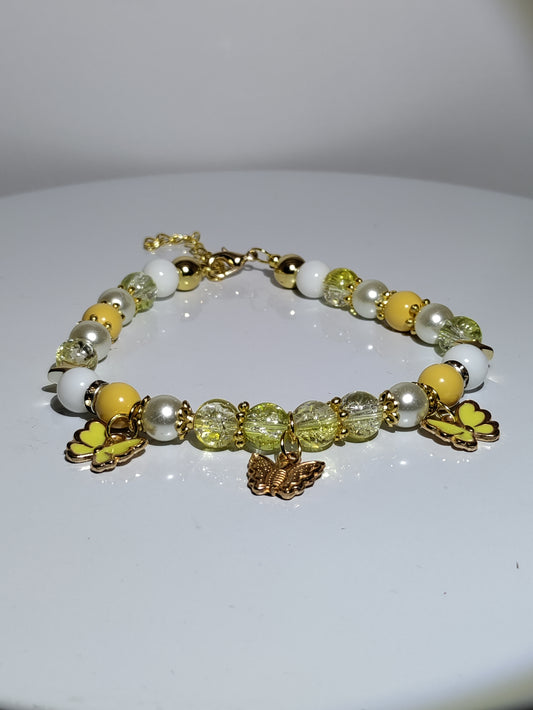 Yellow Butterfly Charm Anklet